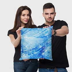 Подушка квадратная Новогодний иней, цвет: 3D-принт — фото 2