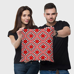 Подушка квадратная Белорусская вышивка - орнамент, цвет: 3D-принт — фото 2