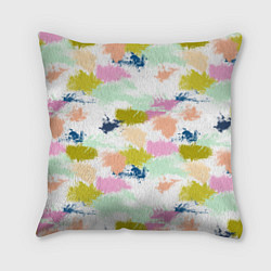 Подушка квадратная Разноцветные мазки красками модный узор, цвет: 3D-принт