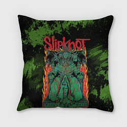 Подушка квадратная Slipknot green satan, цвет: 3D-принт