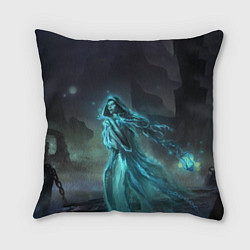 Подушка квадратная Halloween - женщина призрак на кладбище, цвет: 3D-принт