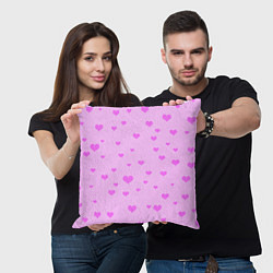 Подушка квадратная Сердечки розовые абстракция, цвет: 3D-принт — фото 2