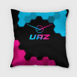 Подушка квадратная UAZ - neon gradient, цвет: 3D-принт