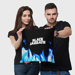 Подушка квадратная Black Sabbath blue fire, цвет: 3D-принт — фото 2