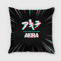 Подушка квадратная Символ Akira в стиле glitch на темном фоне, цвет: 3D-принт