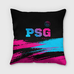 Подушка квадратная PSG - neon gradient: символ сверху, цвет: 3D-принт