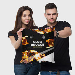 Подушка квадратная Club Brugge legendary sport fire, цвет: 3D-принт — фото 2