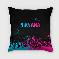 Подушка квадратная Nirvana - neon gradient: символ сверху, цвет: 3D-принт