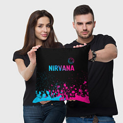 Подушка квадратная Nirvana - neon gradient: символ сверху, цвет: 3D-принт — фото 2