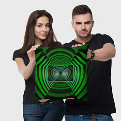 Подушка квадратная Зелёный туннель - оптическая иллюзия, цвет: 3D-принт — фото 2