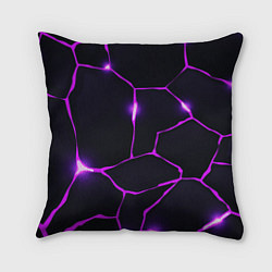 Подушка квадратная Фиолетовые неоновые трещины, цвет: 3D-принт