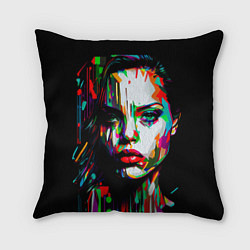 Подушка квадратная Анджелина Джоли - поп-арт, цвет: 3D-принт