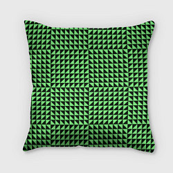 Подушка квадратная Чёрно-зелёная оптическая иллюзия, цвет: 3D-принт
