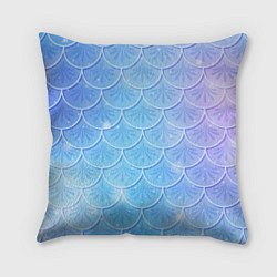Подушка квадратная Голубая чешуя русалки - паттерн, цвет: 3D-принт