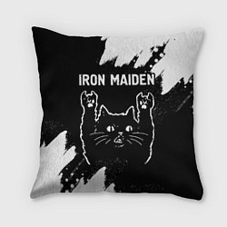 Подушка квадратная Группа Iron Maiden и рок кот, цвет: 3D-принт