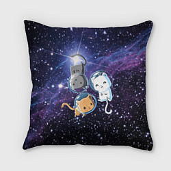 Подушка квадратная Три котика в открытом космосе, цвет: 3D-принт