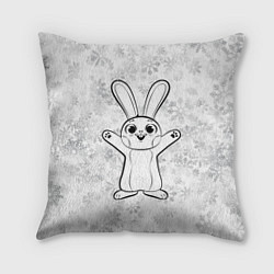Подушка квадратная Счастливый кролик и снежинки, цвет: 3D-принт