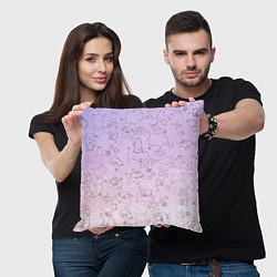 Подушка квадратная Зайчики в облачках, цвет: 3D-принт — фото 2