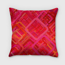 Подушка квадратная Красные абстрактные геометрические ромбы, цвет: 3D-принт