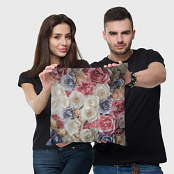 Подушка квадратная Цветы роз, цвет: 3D-принт — фото 2