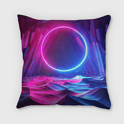 Подушка квадратная Круг и разноцветные кристаллы - vaporwave, цвет: 3D-принт