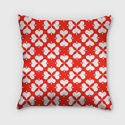 Подушка квадратная Четырехлистный клевер красный, цвет: 3D-принт