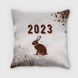 Подушка квадратная 2023 Кролик силуэт на светлом, цвет: 3D-принт