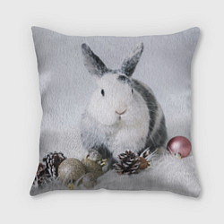 Подушка квадратная Кролик с шишками и игрушками, цвет: 3D-принт