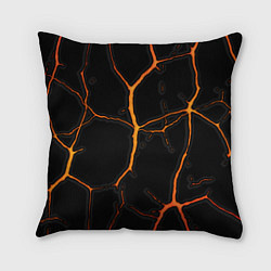 Подушка квадратная Оранжевые трещины, цвет: 3D-принт