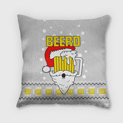 Подушка квадратная Свитер с пивом beerd, цвет: 3D-принт