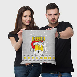 Подушка квадратная Свитер с пивом beerd, цвет: 3D-принт — фото 2