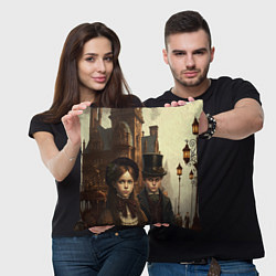 Подушка квадратная Victorian boy and girl, цвет: 3D-принт — фото 2