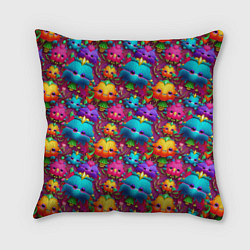Подушка квадратная Паттерн веселые Маленькие Монстры, цвет: 3D-принт