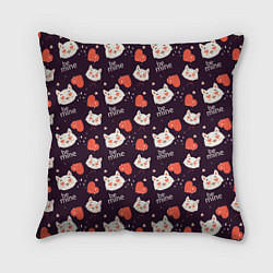 Подушка квадратная Паттерн котика на темном фоне, цвет: 3D-принт