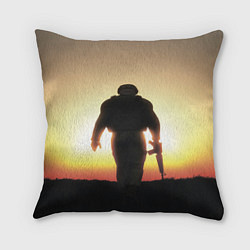 Подушка квадратная Солдат на закате, цвет: 3D-принт