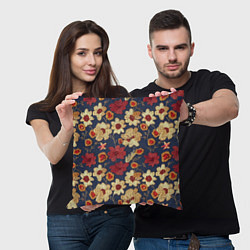 Подушка квадратная Эффект цветочной вышивки, цвет: 3D-принт — фото 2
