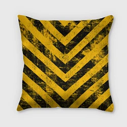 Подушка квадратная WARNING - желто-черные полосы, цвет: 3D-принт