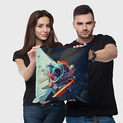 Подушка квадратная Космос в стиле кубизма, цвет: 3D-принт — фото 2