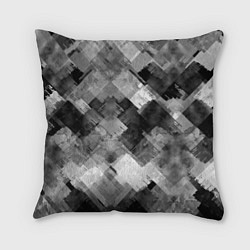 Подушка квадратная Полоски белые и чёрные, цвет: 3D-принт