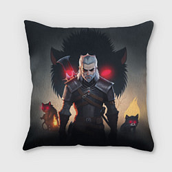Подушка квадратная The Witcher and wolf