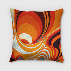 Подушка квадратная Текучая краская в ярких оранжевых цветах, цвет: 3D-принт