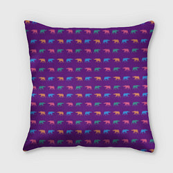 Подушка квадратная Разноцветные слоны, цвет: 3D-принт