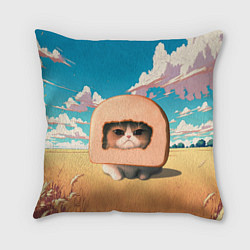 Подушка квадратная Мемный кот в хлебе, цвет: 3D-принт