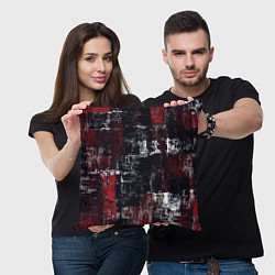 Подушка квадратная Абстракт красный на чёрном, цвет: 3D-принт — фото 2