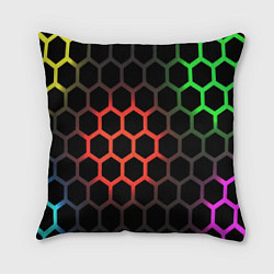 Подушка квадратная Gradient hexagon genshin, цвет: 3D-принт