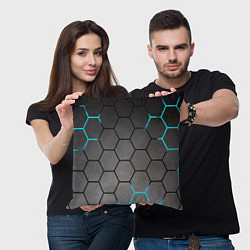 Подушка квадратная Броня текстура неоновая, цвет: 3D-принт — фото 2