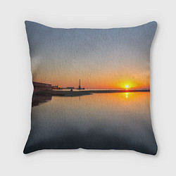 Подушка квадратная Санкт-Петербург, закат на Финском заливе, цвет: 3D-принт