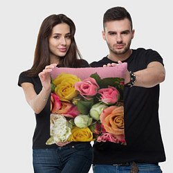 Подушка квадратная Букет красивых роз, цвет: 3D-принт — фото 2