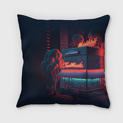 Подушка квадратная Ночные улицы в неоновом свете, цвет: 3D-принт