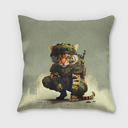 Подушка квадратная Милитари тигр, цвет: 3D-принт